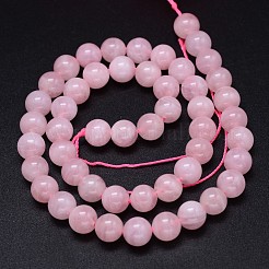 ピンク色の天然マダガスカル産ローズクォーツビーズ連売り  グレードAA  ラウンド  10mm  穴：1mm  約39個/連  15.3インチ&nbsp;G-F222-41-10mm