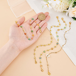 真鍮エナメルリンク野球帽チェーン  合金製カニカン付き  ミックスカラー  25~26cm  4個/セット&nbsp;AJEW-GO00028