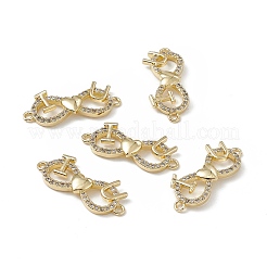 Brass Micro Pave Clear Cubic Zirconia Connector Charms&nbsp;KK-E068-VB378