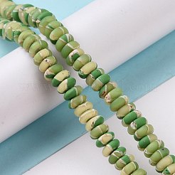 手作りのポリエステル粘土ビーズ連  金箔  そろばん  黄緑  7.5~8x3.5mm  穴：2mm  約106~112個/連  15.55''~16.02''（39.5~40.7センチメートル）&nbsp;X-CLAY-P001-04B