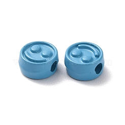 塗装合金ビーズをスプレー  笑顔とフラットラウンド  空色  7.5x4mm  穴：2mm&nbsp;PALLOY-M215-16F
