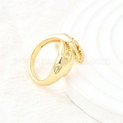女性用真鍮カフリング  カドミウムフリー＆鉛フリー  18KGP本金メッキ  カニの爪  15.5mm  usサイズ8 1/2(18.5mm)&nbsp;RJEW-F184-08F-G