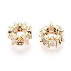 Brass Micro Pave Clear Cubic Zirconia European Beads&nbsp;KK-N275-07G