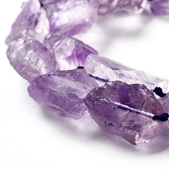 ラフ原石の天然アメジストビーズ連売り  ナゲット  13.5~23.5x12~15x8~12mm  穴：1mm  約22個/連  16.14''（41センチメートル）&nbsp;G-G010-09