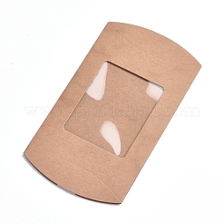 紙枕ボックス  ギフトキャンディー梱包箱  クリアウィンドウ付き  バリーウッド  12.5x8x2.2cm&nbsp;X-CON-G007-03B-04