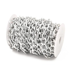 酸化アルミニウムキューバチェーン  溶接されていない  スプールで  銀  21x15x3mm  約32.81フィート（10m）/ロール&nbsp;CHA-D001-11S