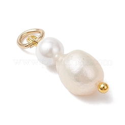 Natural Freshwater Pearl Potato & Shell Pearl Round Bead Pendants&nbsp;PALLOY-JF04714-02