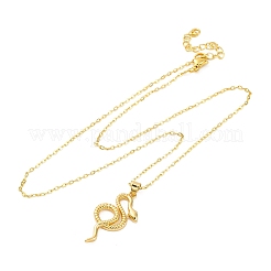女性用真鍮スネークペンダントアズキチェーンネックレス  18KGP本金メッキ  17.52インチ（44.5cm）  ペンダント：31x16mm&nbsp;LS-NJEW-S438-01A-G