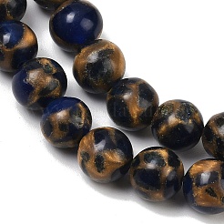 Synthetic Gold Clinquant Stone Beads Strands&nbsp;G-A283-B02-8mm