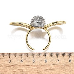 女性用真鍮マイクロパヴェクリアキュービックジルコニアカフリング  蝶結び  18KGP本金メッキ  16x48mm&nbsp;RJEW-U051-01A-G