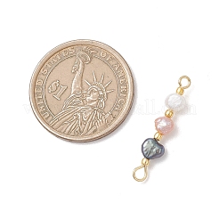 Natural Baroque Keshi Pearl Two Sides Polished Beaded Links Connector Charms&nbsp;PALLOY-JF04813