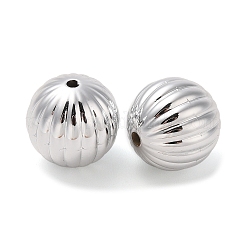CCBプラスチックビーズ  コルゲートラウンド  プラチナ  15.5mm  穴：2mm&nbsp;CCB-B003-05P