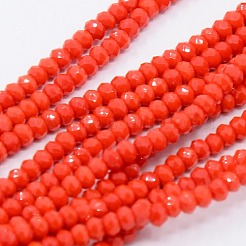 Opaque Solid Color Crystal Glass Faceted Rondelle Beads Strands&nbsp;X-GLAA-F025-A08