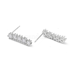 Rectangle Rack Plating Brass Cubic Zirconia Stud Earrings for Women&nbsp;EJEW-K245-15P