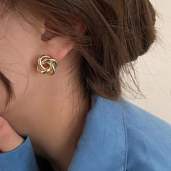 女性のための真鍮のスタッドピアス  結び目  18KGP本金メッキ  17mm&nbsp;LS-AG5925-2