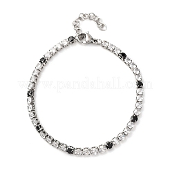 304 Stainless Steel with Cubic Zirconia Link Chain Bracelets for Women&nbsp;BJEW-G754-01A-P02