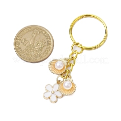 合金キーホルダー  鉄のリング付き  花とシェル  ゴールドカラー  6.8cm&nbsp;KEYC-JKC00779