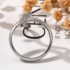 女性用スネーク 304 ステンレススチール オープンカフリング  ステンレス鋼色  内径：17mm&nbsp;RJEW-M046-02P