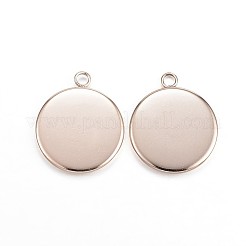 Ion Plating(IP) 304 Stainless Steel Pendant Cabochon Settings&nbsp;X-STAS-G127-13-14mm-RG