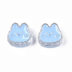 透明なアクリルビーズ  エナメル  兎  ライトスカイブルー  18x19x8mm  穴：3mm&nbsp;ACRC-S039-02A