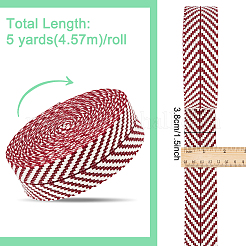 5 ヤードのポリコットン ジャカード アロー リボン  洋服アクセサリー  暗赤色  1-1/2インチ（38mm）&nbsp;OCOR-WH0078-173A