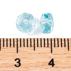 透明なk9ガラスビーズ  多面カット  ロンデル  アクアマリン  6x4mm  穴：1.2mm&nbsp;GLAA-E048-02-30