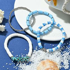 4Pcs 4 Styles Polymer Clay Heishi Surfer Stretch Bracelets Set&nbsp;BJEW-TA00373