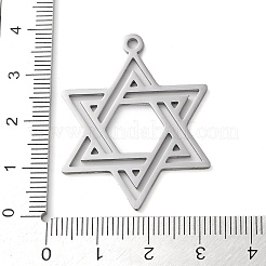 変色しない304ステンレススチールペンダント  デビッドチャームの星  ステンレス鋼色  37.5x29.5x1.5mm  穴：2mm&nbsp;LS-STAS-R116-01P