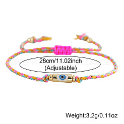 Brass Enamel Evil Eye Beaded Braided Bracelets&nbsp;FU6663-1