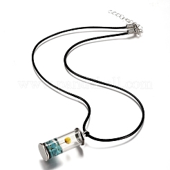 Glass Wishing Bottle Leather Cord Pendant Necklaces&nbsp;NJEW-Z009-A06