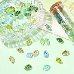 100個の手作りランプワークビーズ  葉のビーズ  トップ掘削  ミックスカラー  11.5x6.5x4mm  穴：1mm&nbsp;LAMP-CJ0002-90