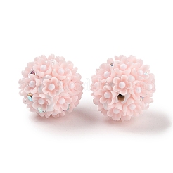 手作りの光るポリマー粘土のラインストーンファンシービーズ  ペンフォーカルビーズ  アクリルデイジーの花付き  ピンク  20~21mm  穴：2mm&nbsp;CLAY-H003-04E