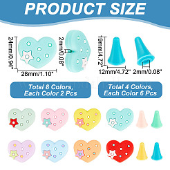 Silicone Heart & Synthetic Rubber Cone Knitting Needle Point Protectors&nbsp;DIY-NB0010-18