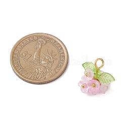 透明なアクリルパーツ  花  真鍮と鉄のループ付き  ゴールドカラー  16.5x15.5x11.5mm  穴：2.5mm&nbsp;PALLOY-JF04669