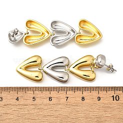 ハートブラスダングルスタッドピアス  長持ちメッキ  鉛フリー＆カドミウムフリー  18KGP本金メッキ  59x16.5mm&nbsp;EJEW-F358-01GP