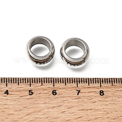 304ステンレススチール大穴ビーズ  単語の信頼とフラットラウンド  ステンレス鋼色  13x6mm  穴：8.5mm&nbsp;STAS-H263-01P-01