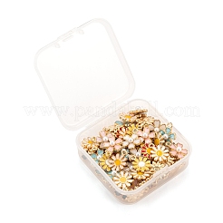 80本8スタイルアロイエナメルチャーム  アブソリュートプラスチック模造パール  花  ライトゴールド  ミックスカラー  10個/スタイル&nbsp;ENAM-FS0001-03LG