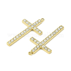 本物の14Kゴールドメッキ304ステンレススチールペンダント  ラインストーン付き  クロスチャーム  クリスタル  36.5x19x2.5mm  穴：1.6mm&nbsp;STAS-L269-008G-01