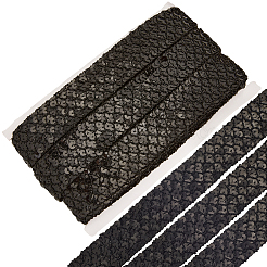 ポリエステル、PT スパンコール レース トリム リボン付き  服装アクセサリー  ブラック  35x1mm&nbsp;OCOR-WH20073-01D