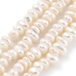 天然養殖淡水パールビーズ連売り  グレード3a+  ロンデル  ナバホホワイト  3~3.5mm  穴：0.6mm  約66個/連  7.09インチ（18cm）&nbsp;PEAR-C003-32B-X