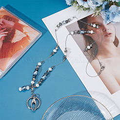 Glass Beaded Chain ID Card Lanyards&nbsp;AJEW-WH0324-49