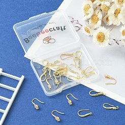 24個 6スタイル 真鍮マイクロパヴェクリアキュービックジルコニアピアスフック  カン付き  18KGP本金メッキ  15~18x2~3.5mm  穴：1.2mm  ピン：0.6~1mm  4個/スタイル&nbsp;KK-BBC0002-11