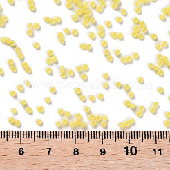 12/0 FGBグレードAラウンドガラスシードビーズ  透明なつや消しスタイル  ABカラーメッキ  きいろ  2x1.5mm  穴：0.8mm  約30000個/袋&nbsp;SEED-Q010-M535