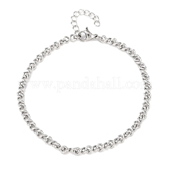 304ステンレススチールチェーンブレスレット  女性用リンクチェーン  ステンレス鋼色  6.69インチ（17cm）&nbsp;BJEW-P376-03P