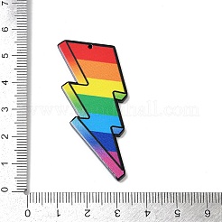 両面プリントの不透明アクリルパーツ  稲妻  カラフル  52.5x29x2.5mm  穴：1.6mm&nbsp;FIND-D283-09A