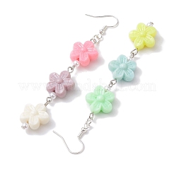 アクリルダングルピアス  304ステンレススチールピアスフック付き  花  ステンレス鋼色  88.5x15.5mm&nbsp;EJEW-JE05752-01
