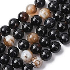Natural Black Agate Beads Strands&nbsp;G-H343-D02-12mm