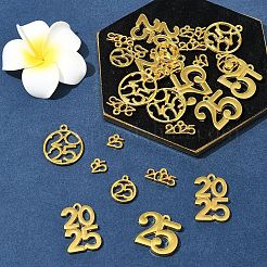 ラックメッキ合金ペンダント  カドミウムフリー＆鉛フリー  ニッケル電気メッキ  数字のチャーム  ゴールドカラー  8.5~28x8.5~24x1.5~2.5mm  穴：1~2mm  28個/セット&nbsp;FIND-FS0003-48