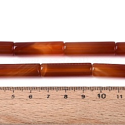 染めの天然な赤瑪瑙ビーズ連売り  チューブ  29~31x8mm  穴：1mm  約13個/連  15.16~15.35''（38.5~39センチメートル）&nbsp;G-T144-30A-01