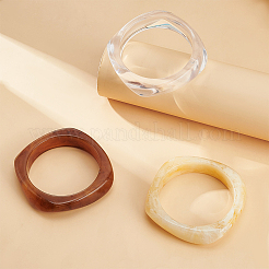 女性用イミテーションマーブルアクリルバングルセット（3スタイル）3個  ミックスカラー  内径：2-5/8インチ（6.8cm）  1個/スタイル&nbsp;BJEW-FI0001-11